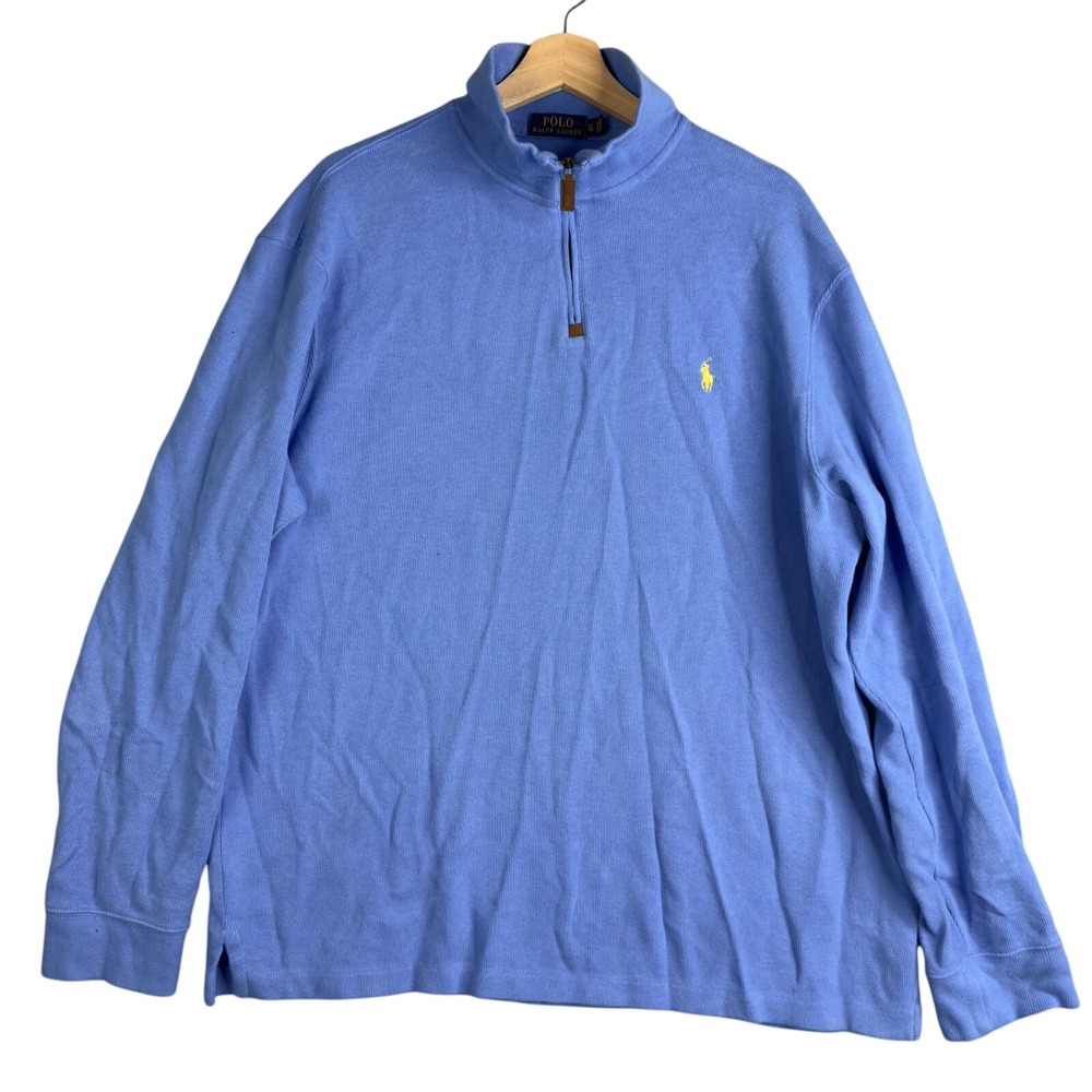 POLO Ralph Lauren 1/4 Zip Pullover Sweater‎ Blue Men's Size XL Pony Cotton